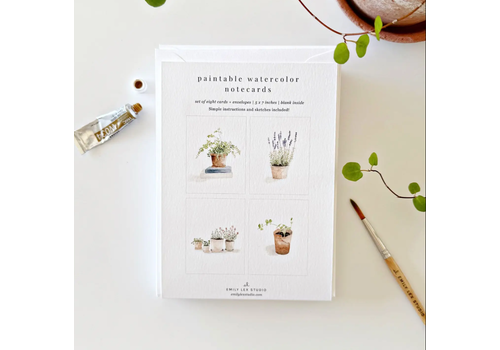 emily lex studio Potted Plants Paintable Notecards   emily lex studio Potted Plants Paintable Notecards