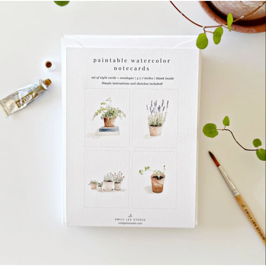Potted Plants Paintable Notecards