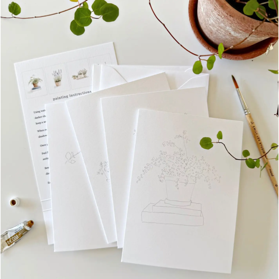 Potted Plants Paintable Notecards