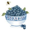Alice's Cottage Flour Sack Towel Blueberry Bowl
