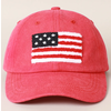 Fashion City American Flag Chenille Patch Baseball Cap Red