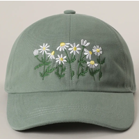 Daisy Bloom Embroidered Cotton Baseball Cap