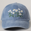 Fashion City Daisy Bloom Embroidered Cotton Baseball Cap