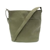 Vegan Leather Slip Pocket Bucket Bag