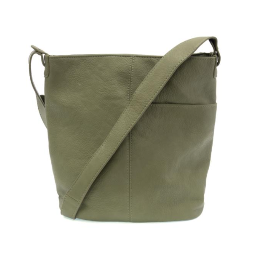 Vegan Leather Slip Pocket Bucket Bag