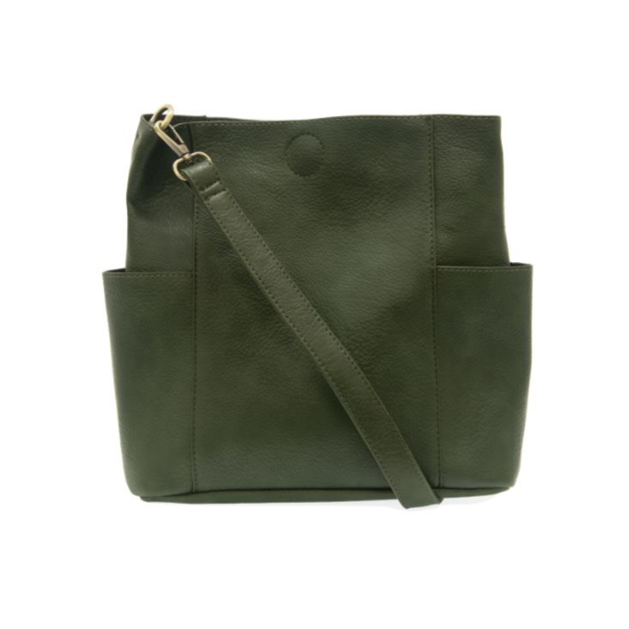 Vegan Leather Side Pocket Bucket Bag