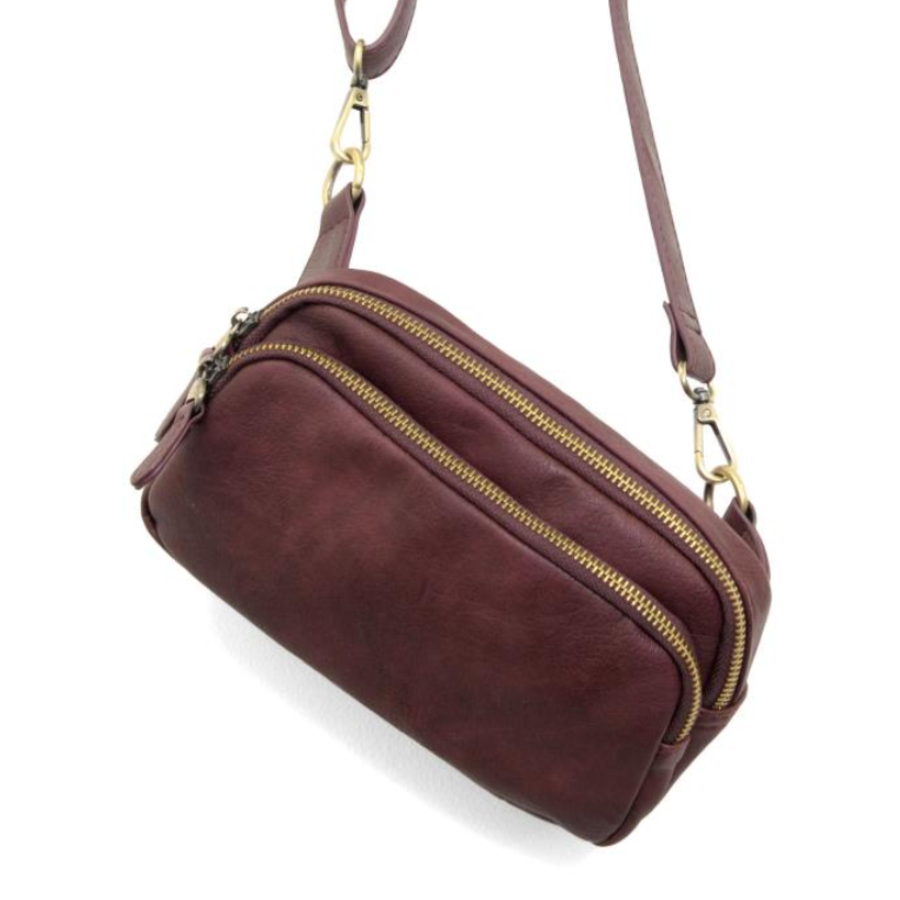 Vegan Leather Double Zip Sling/Belt Bag