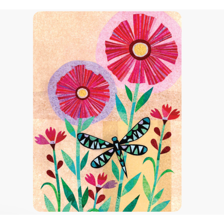 Dragonfly & Flowers Get Well Card