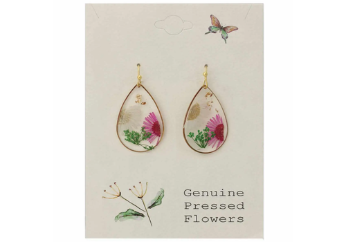  ZAD Cottage Floral Daisy Dried Flower Earrings 