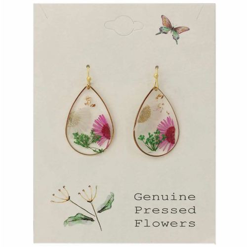  ZAD Cottage Floral Daisy Dried Flower Earrings 