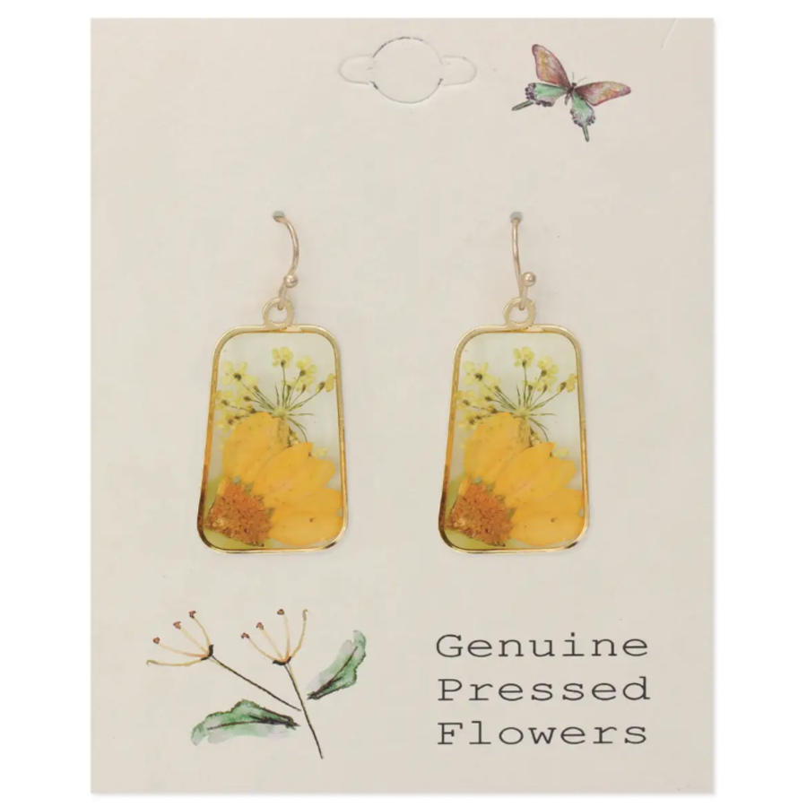 Cottage Floral Dried Sunflower Earrings