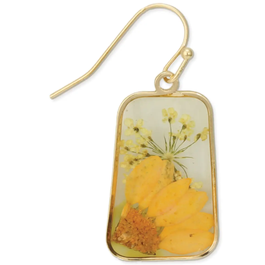 Cottage Floral Dried Sunflower Earrings