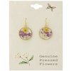 ZAD Cottage Purple Yellow Dried Flower Round Earrings