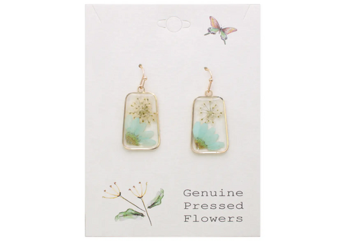  ZAD Vintage Mint Dried Flower Earrings 