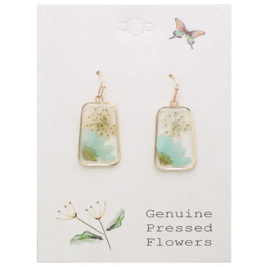 Vintage Mint Dried Flower Earrings