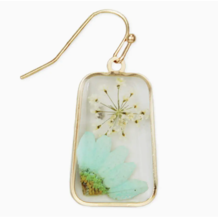 Vintage Mint Dried Flower Earrings