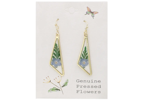  ZAD Vintage Bouquet Blue Dried Flower Earrings 