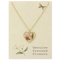Cottage Floral Heart Dried Flower Necklace