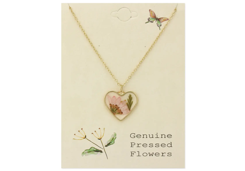  ZAD Cottage Floral Heart Dried Flower Necklace 