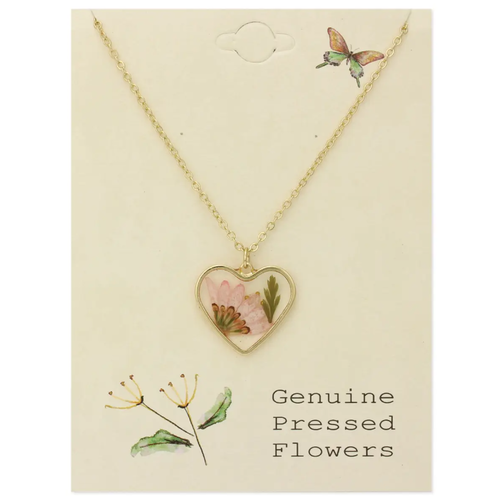  ZAD Cottage Floral Heart Dried Flower Necklace 