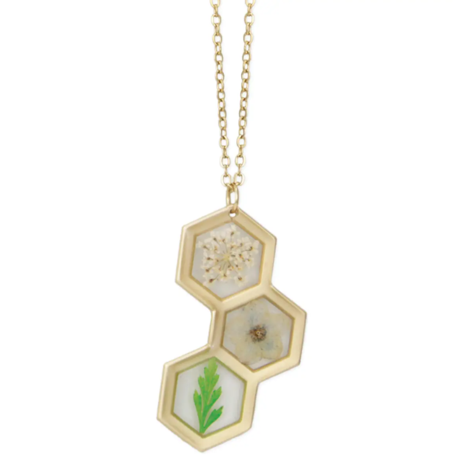 Honey Comb Dried Flower Necklace