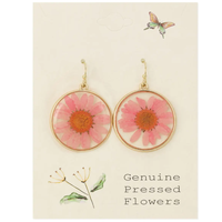 Pink Chrysanthemum Dried Flower Earrings