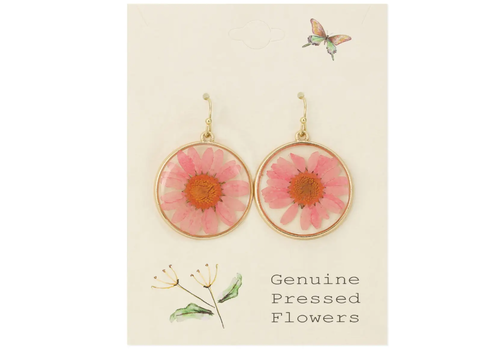  ZAD Pink Chrysanthemum Dried Flower Earrings 