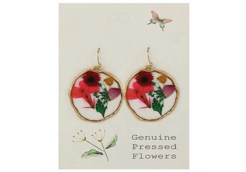  ZAD Large Circle Bouquet Dried Flower Earrings 