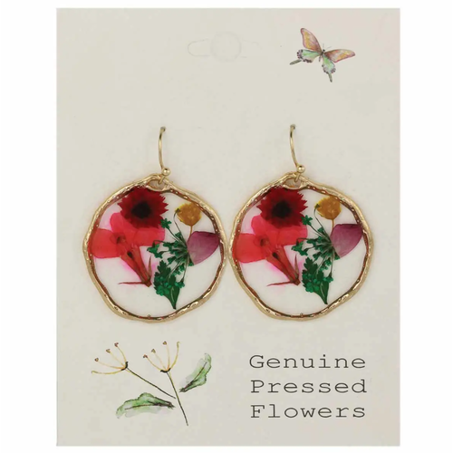  ZAD Large Circle Bouquet Dried Flower Earrings 