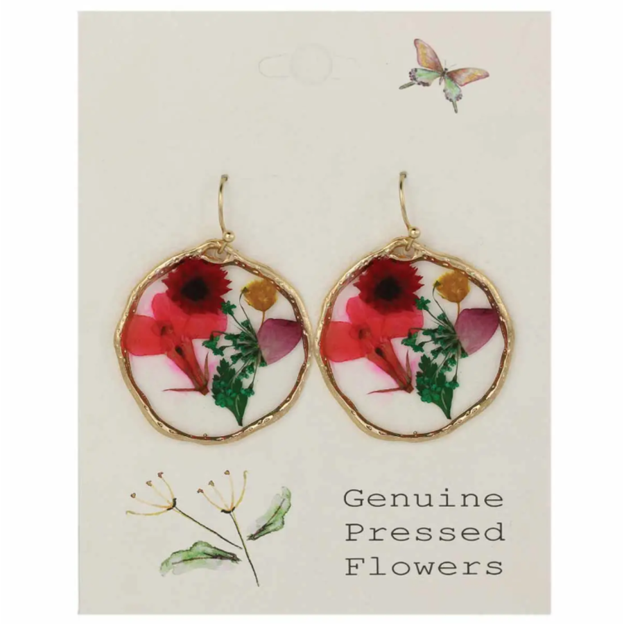 Large Circle Bouquet Dried Flower Earrings