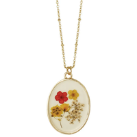 Red Gold Dried Flower Gold Necklace