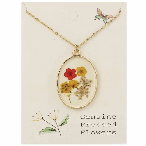  ZAD Red Gold Dried Flower Gold Necklace 