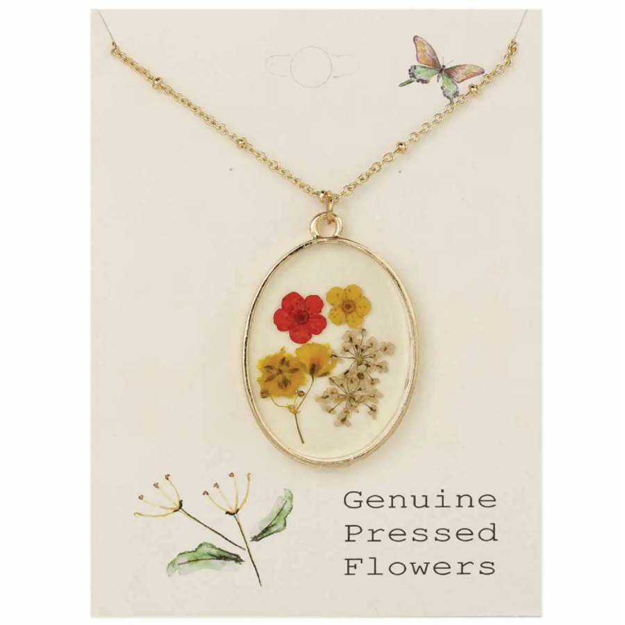 Red Gold Dried Flower Gold Necklace