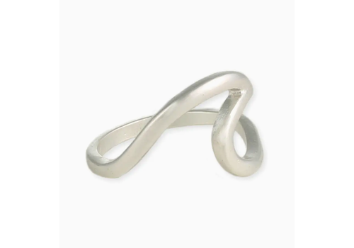  ZAD Hang Ten Simple Silver Wave Ring 