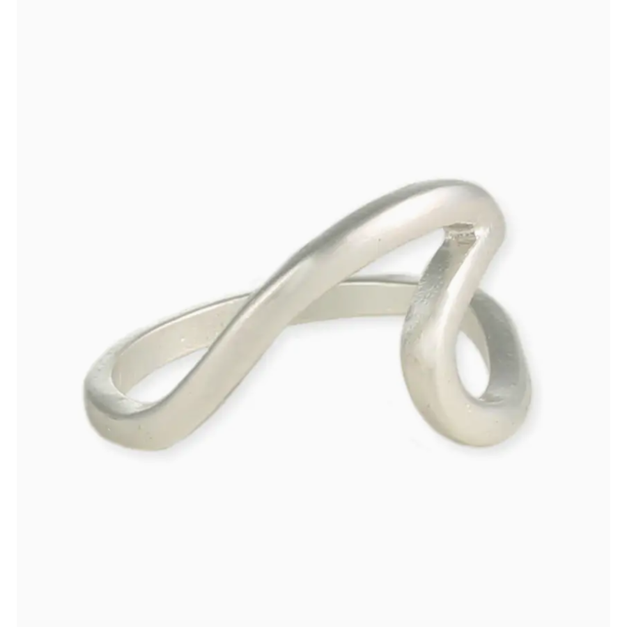 Hang Ten Simple Silver Wave Ring