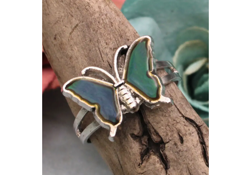  ZAD Retro Vibes Silver Butterfly Mood Ring 