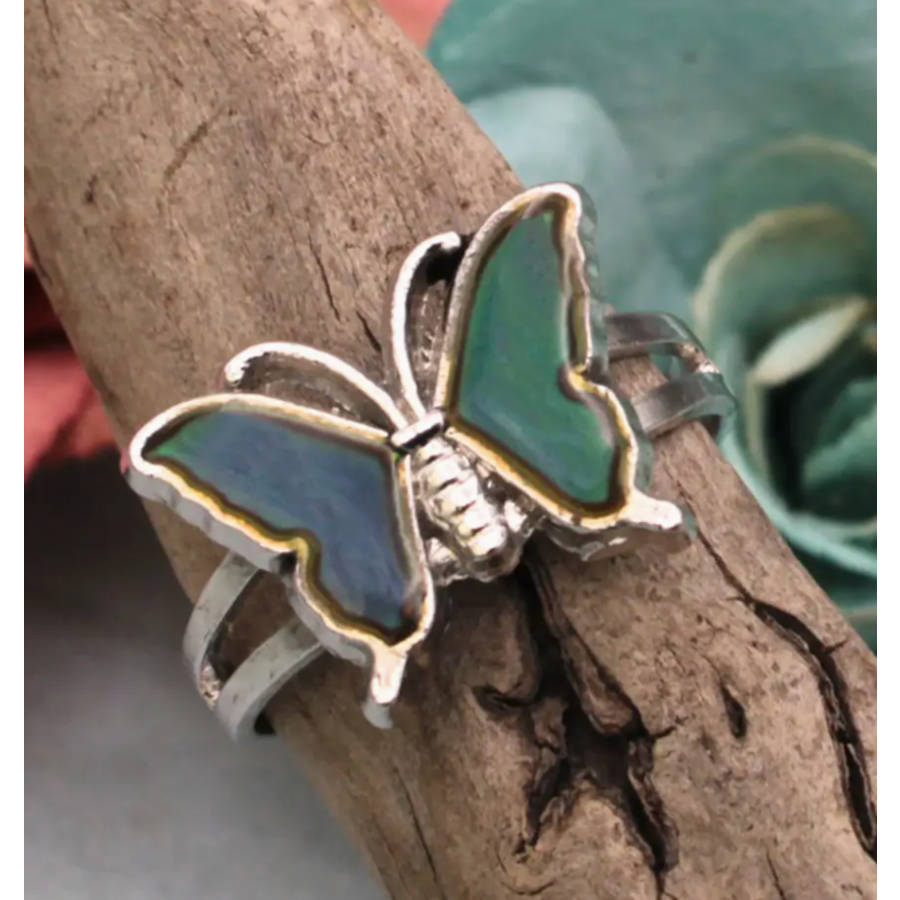 Retro Vibes Silver Butterfly Mood Ring