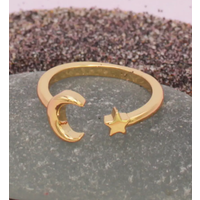 Gold Star Moon Adjustable Toe Ring