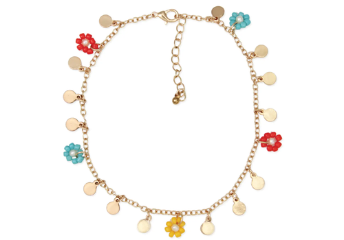  ZAD Floral Charm Gold Flower Anklet 