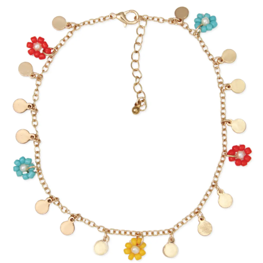 Floral Charm Gold Flower Anklet