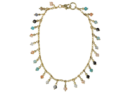  ZAD Shimmering Sea Multicolor Bead Charm Anklet 