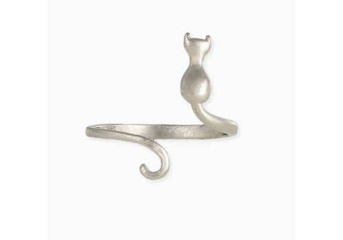  ZAD Around Your Finger Cat Wrap Silver Ring 