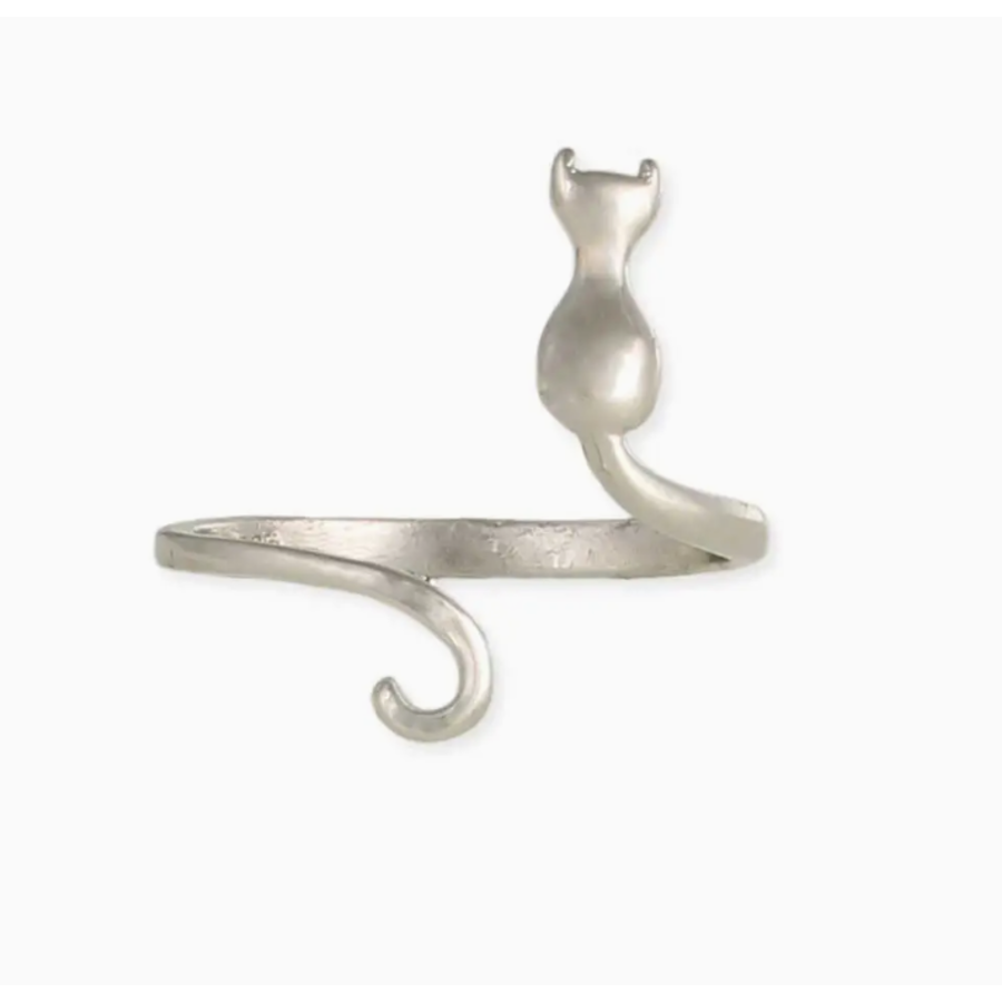 Around Your Finger Cat Wrap Silver Ring