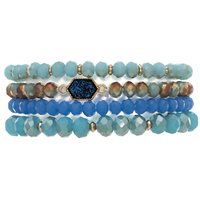Multitone Blues Bead Bracelet Set