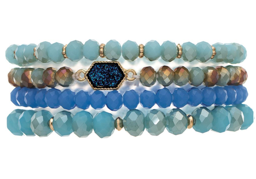  Rain Jewelry Collection Multitone Blues Bead Bracelet Set 