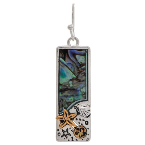 Rain Jewelry Collection Starfish Abalone Shell Mosaic Bar Earrings 