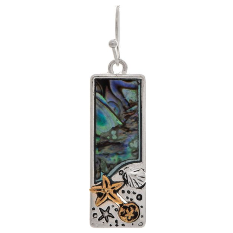 Starfish Abalone Shell Mosaic Bar Earrings