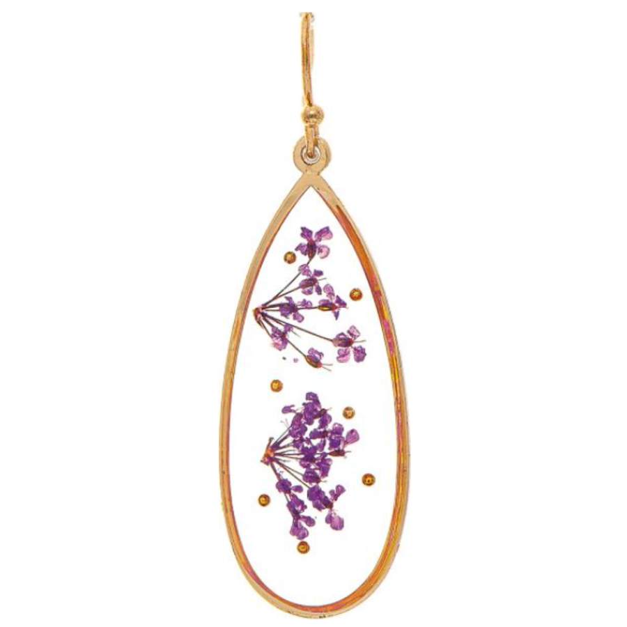 Gold Purple Flowers Earrings