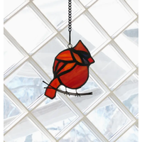 4.5"H Cardinal Stained Glass Window Panel