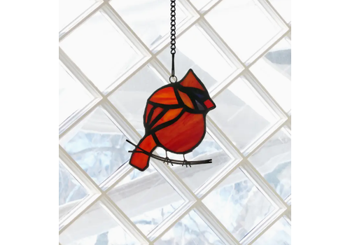  River of Goods 4.5"H Cardinal Stained Glass Window Panel 